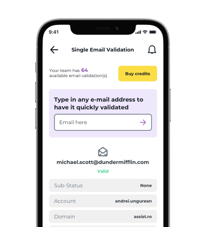  iPhone showing the ZeroBounce app email validation service